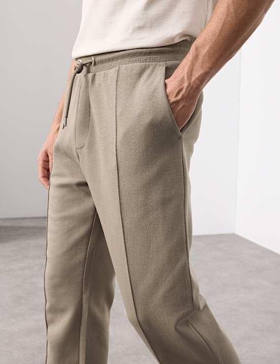 Pantalon de jogging droit en coton à motif nervuré