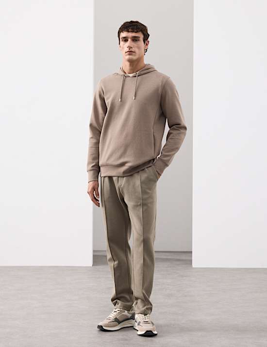 Pantalon de jogging droit en coton à motif nervuré