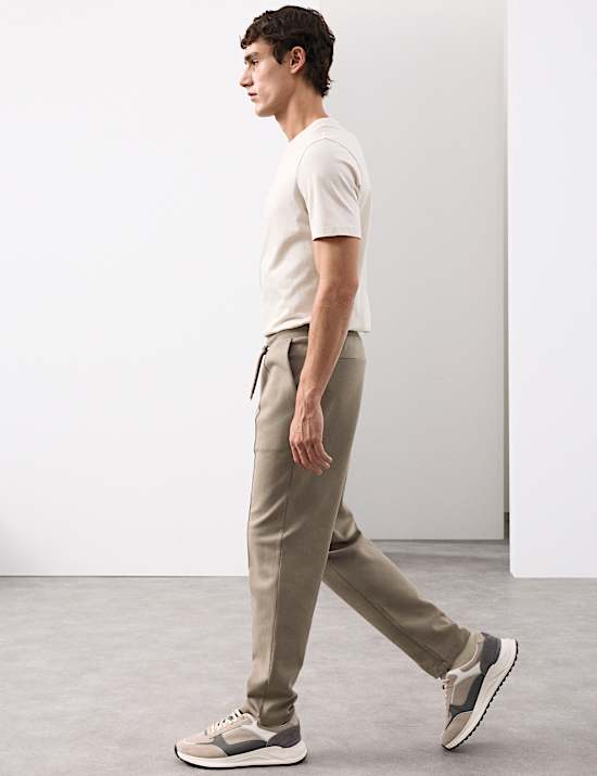 Pantalon de jogging droit en coton à motif nervuré