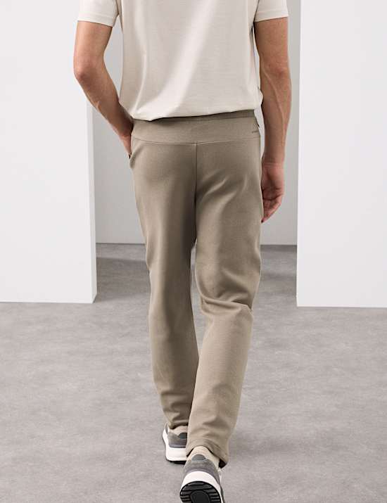 Pantalon de jogging droit en coton à motif nervuré