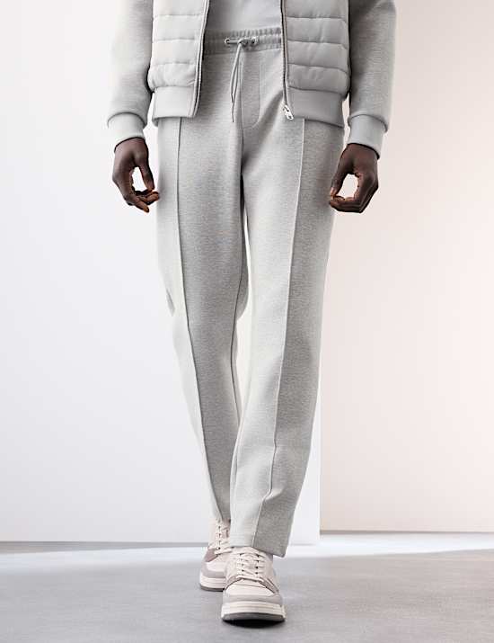 Cotton Rich Pintuck Straight Leg Joggers