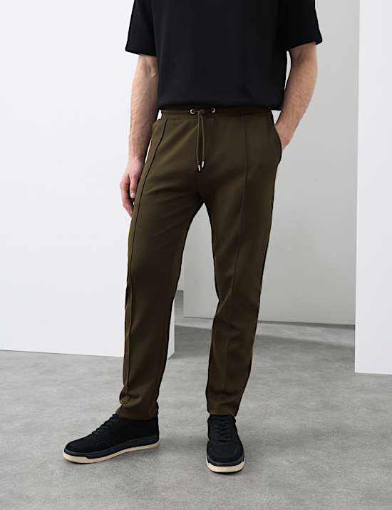 Pantalon de jogging droit en coton à motif nervuré