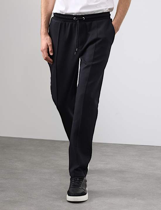 Cotton Rich Pintuck Straight Leg Joggers