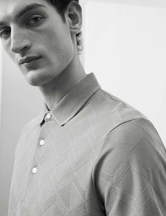 Pure Cotton Textured Polo Shirt