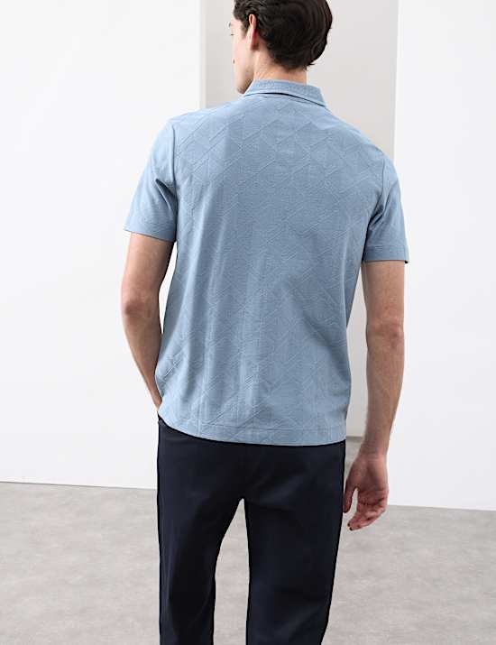 Pure Cotton Textured Polo Shirt