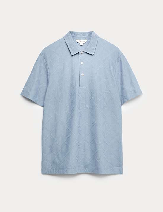 Pure Cotton Textured Polo Shirt