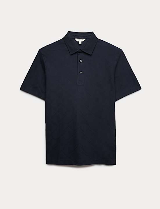 Pure Cotton Textured Polo Shirt