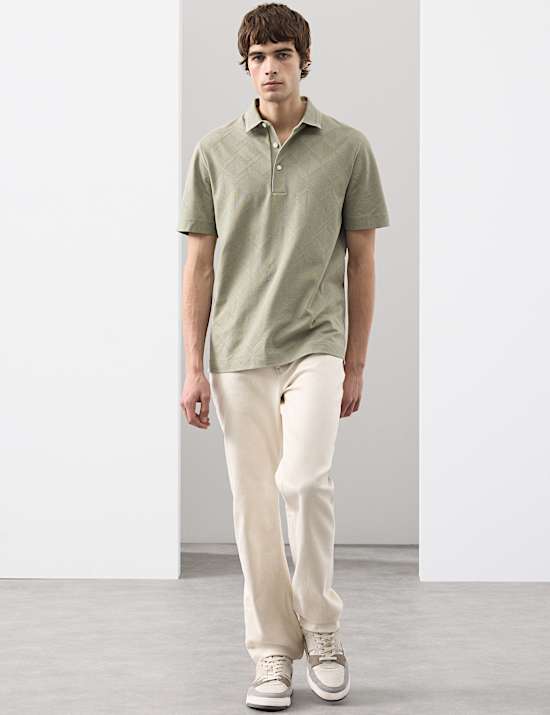 Pure Cotton Textured Polo Shirt