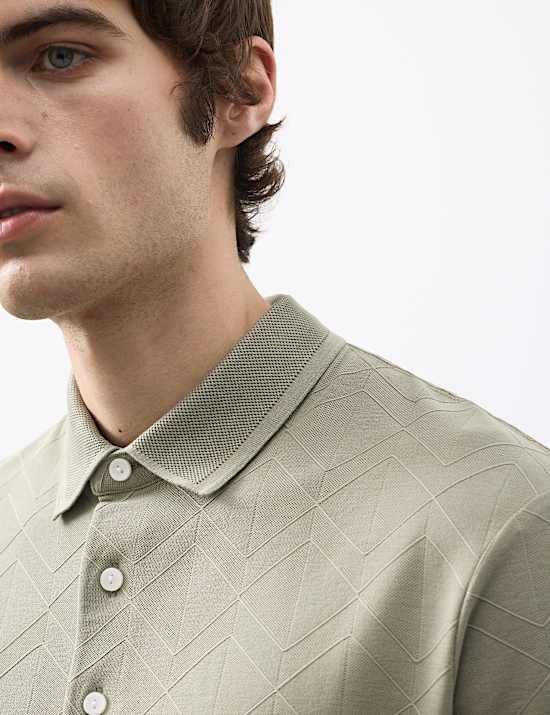 Pure Cotton Textured Polo Shirt