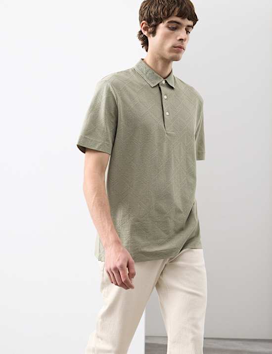 Pure Cotton Textured Polo Shirt
