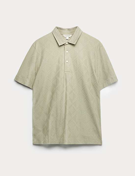 Pure Cotton Textured Polo Shirt