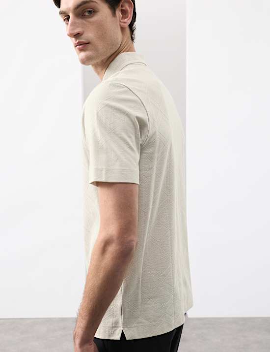 Pure Cotton Textured Polo Shirt
