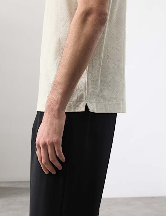 Pure Cotton Textured Polo Shirt