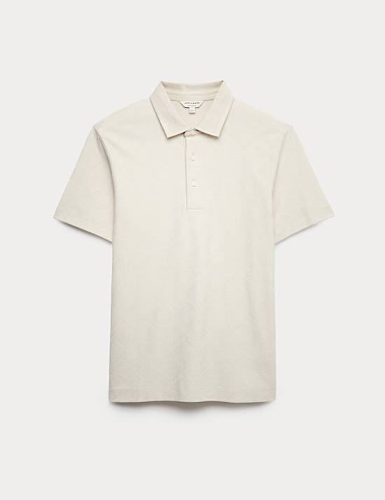 Pure Cotton Textured Polo Shirt