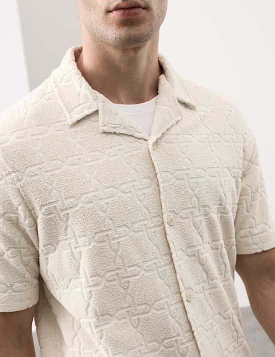 Cotton Rich Jacquard Towelling Revere Polo Shirt