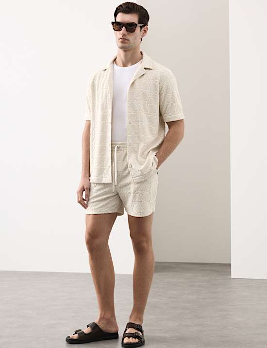 Cotton Rich Jacquard Towelling Revere Polo Shirt