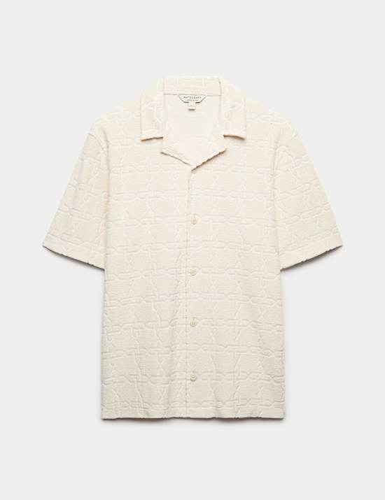 Cotton Rich Jacquard Towelling Revere Polo Shirt