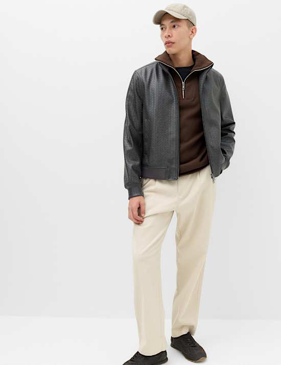 Cotton Rich Textured Half Zip Jumper