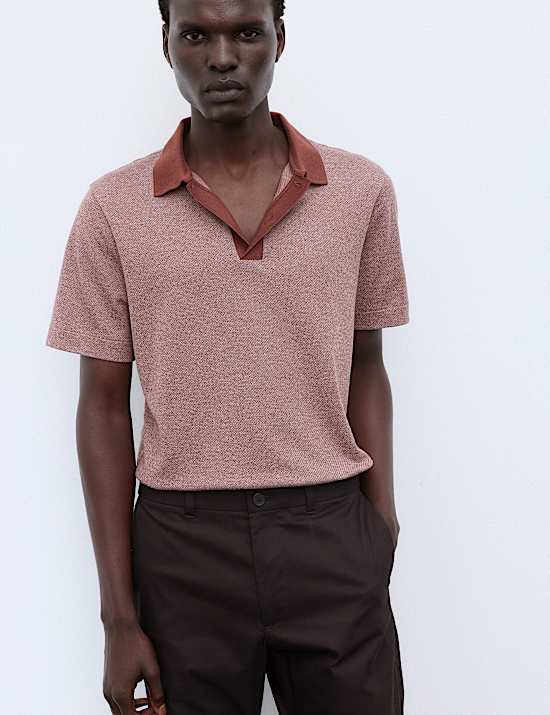 Pure Cotton Textured Polo Shirt