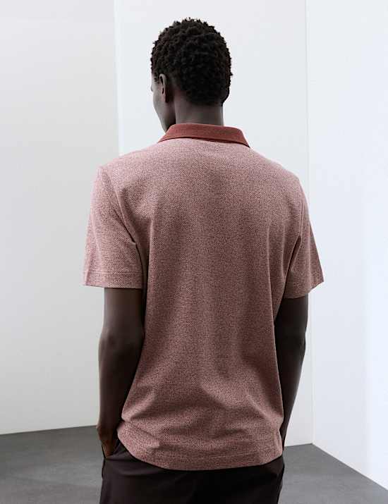 Pure Cotton Textured Polo Shirt