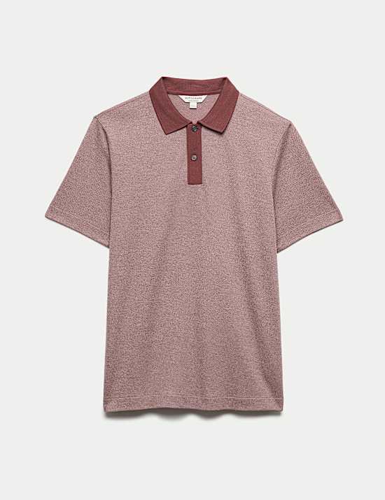 Pure Cotton Textured Polo Shirt