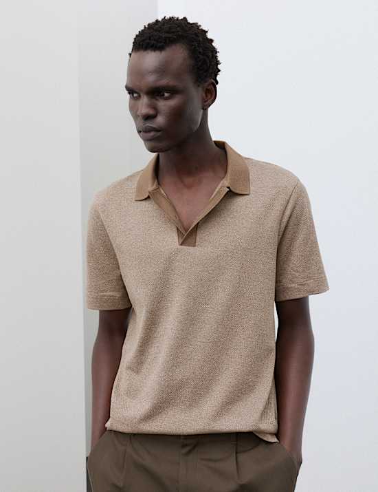 Pure Cotton Textured Polo Shirt