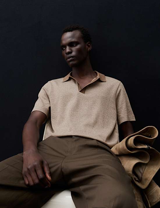 Pure Cotton Textured Polo Shirt