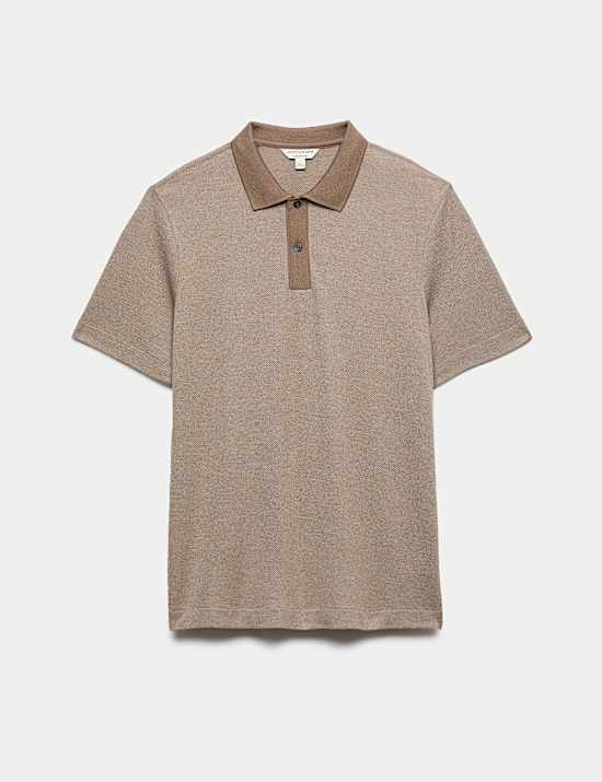 Pure Cotton Textured Polo Shirt