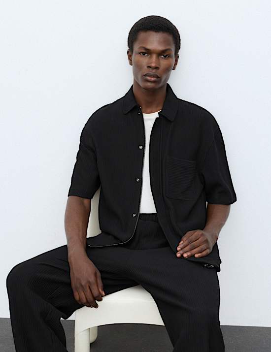 Cotton Rich Textured Zip Up Ottoman