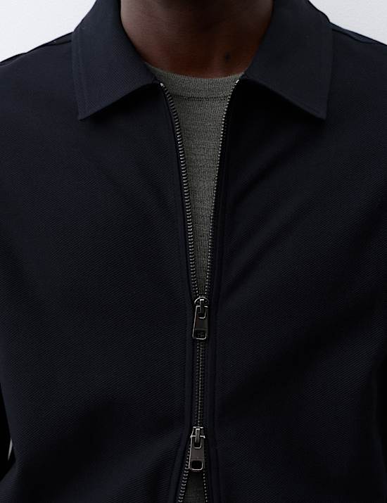 Pure Cotton Twill Zip Through Overshirt
