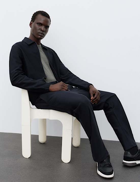 Pure Cotton Twill Single Pleat Trousers