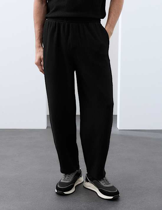 Textured Cotton Rich Barrel Leg Joggers