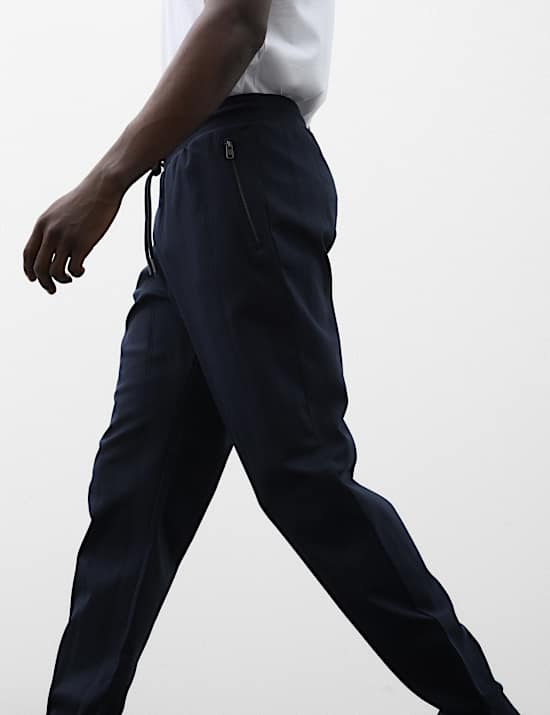 Jogginghose im Nadelstreifenmuster aus reiner Baumwolle mit B&uuml;ndchen