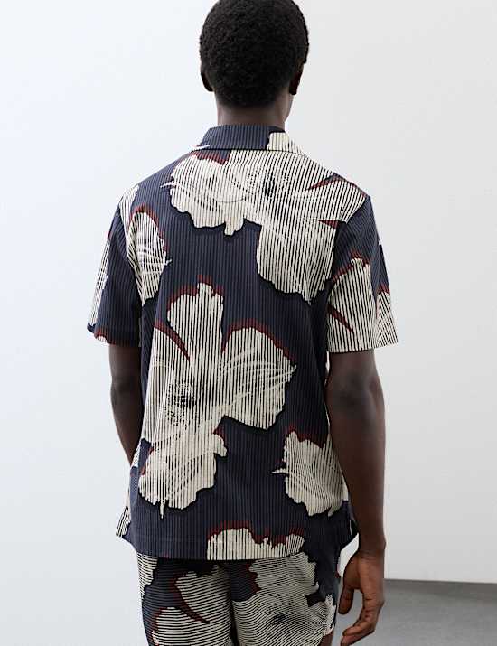 Chemise 100 % coton &agrave; manches courtes et motif fleuri