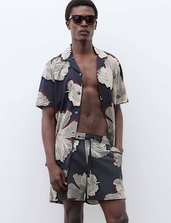 Chemise 100 % coton &agrave; manches courtes et motif fleuri