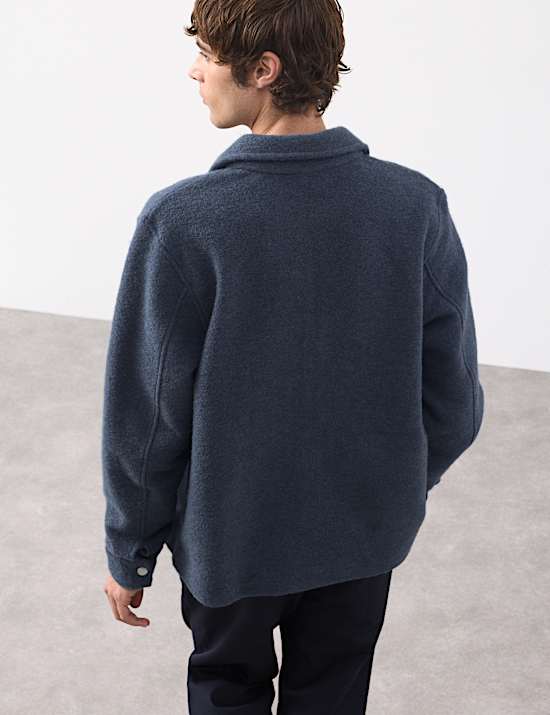 Wool Blend Zip up Fleece Jacket