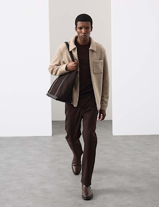 Wool Blend Zip up Fleece Jacket