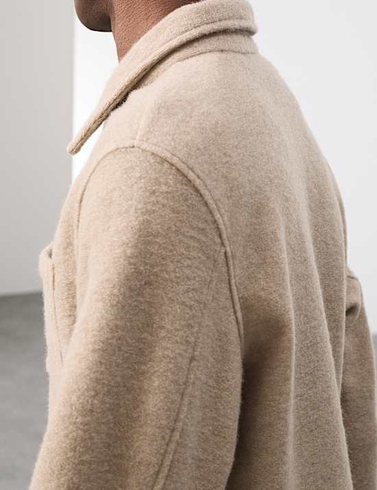 Wool Blend Zip up Fleece Jacket