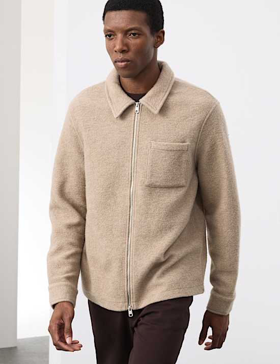 Wool Blend Zip up Fleece Jacket