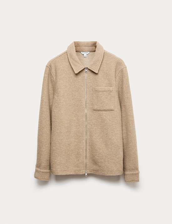 Wool Blend Zip up Fleece Jacket