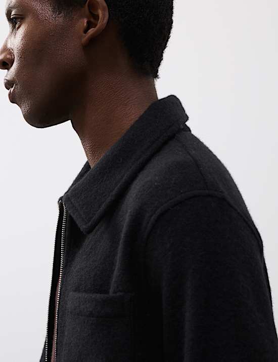 Wool Blend Zip up Fleece Jacket