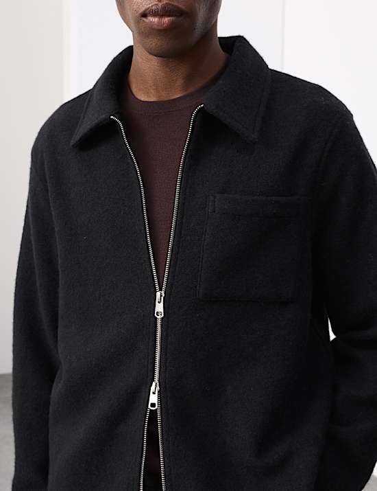 Wool Blend Zip up Fleece Jacket
