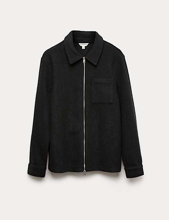 Wool Blend Zip up Fleece Jacket