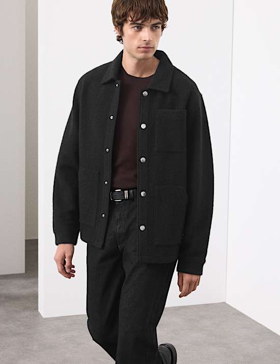 Wool Blend 3 Pocket Fleece Jacket