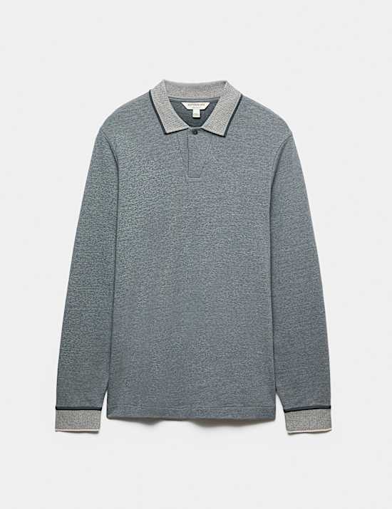 Cotton Rich Long Sleeve Polo Shirt