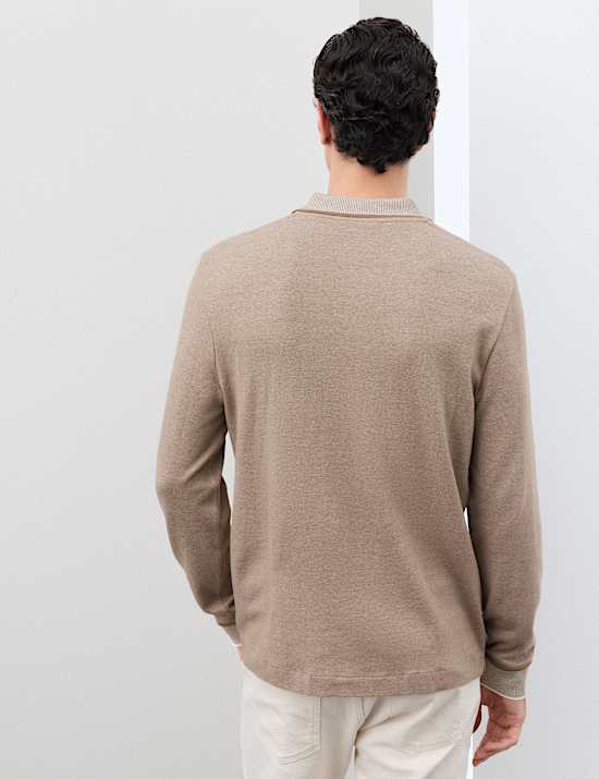 Cotton Rich Long Sleeve Polo Shirt