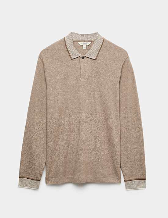Cotton Rich Long Sleeve Polo Shirt