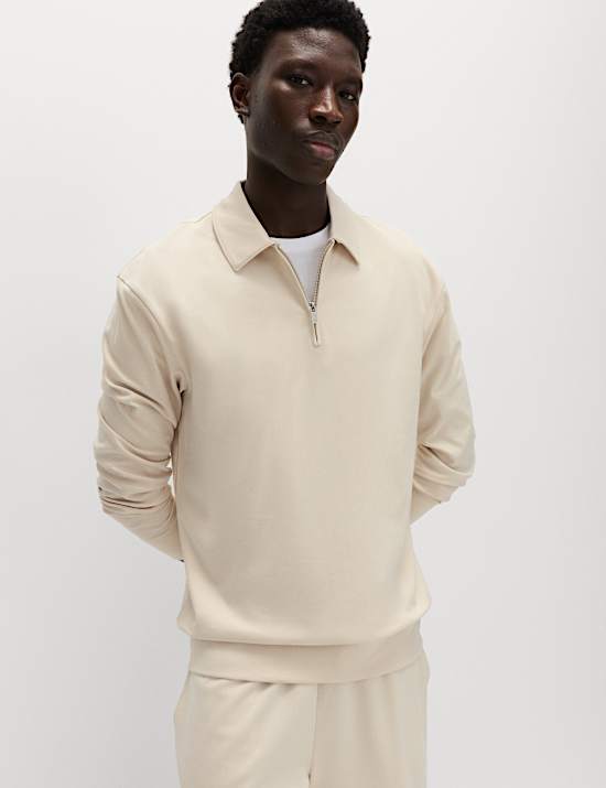 Cotton Rich Half Zip Sweatshirt