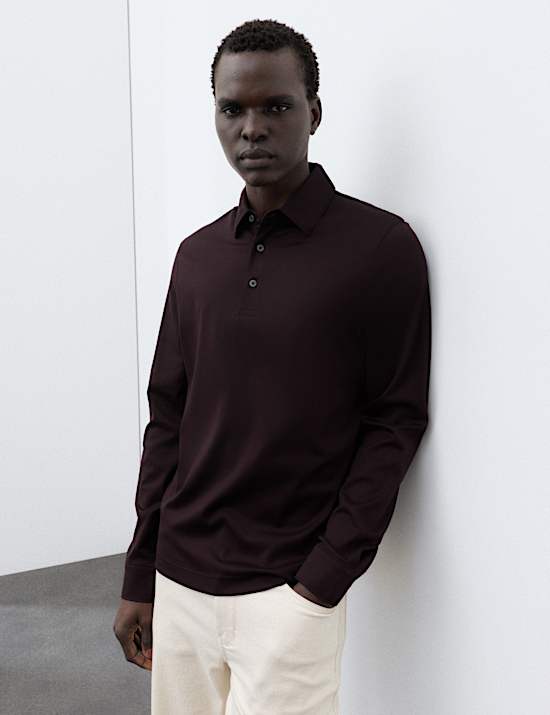 Pure Supima Cotton Long Sleeve Polo Shirt