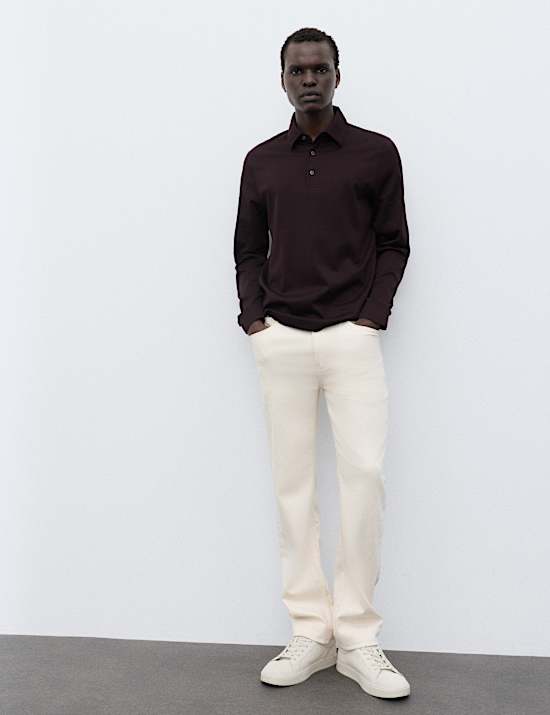 Pure Supima Cotton Long Sleeve Polo Shirt